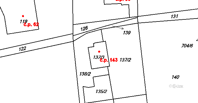 Dolní Datyně 143, Havířov na parcele st. 137/3 v KÚ Dolní Datyně, Katastrální mapa