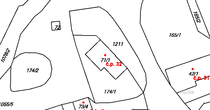 Arnoltice 32 na parcele st. 71/1 v KÚ Arnoltice, Katastrální mapa