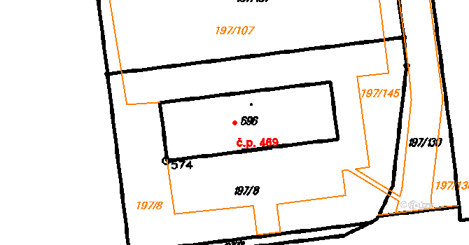 Vestec 469 na parcele st. 696 v KÚ Vestec u Prahy, Katastrální mapa