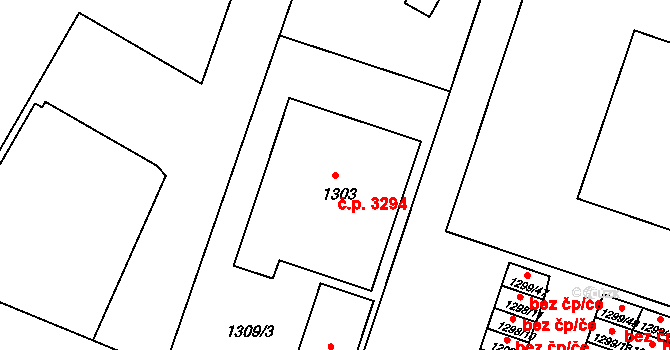Česká Lípa 3294 na parcele st. 1303 v KÚ Česká Lípa, Katastrální mapa