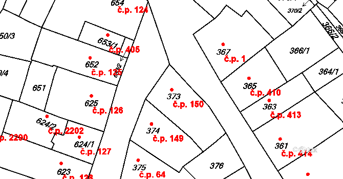 Předměstí 150, Litoměřice na parcele st. 373 v KÚ Litoměřice, Katastrální mapa