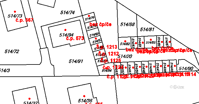 Dobšice 1125 na parcele st. 514/56 v KÚ Dobšice u Znojma, Katastrální mapa