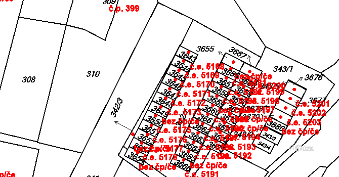 Kamenice nad Lipou 5172 na parcele st. 3647 v KÚ Kamenice nad Lipou, Katastrální mapa