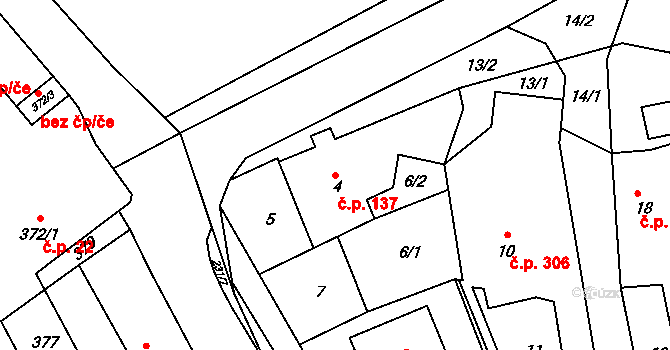 Polnička 137 na parcele st. 4 v KÚ Polnička, Katastrální mapa