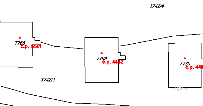 Zlín 4442 na parcele st. 7769 v KÚ Zlín, Katastrální mapa
