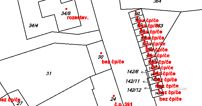 Brno 42532248 na parcele st. 30 v KÚ Holásky, Katastrální mapa