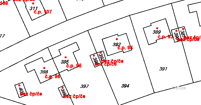Lidice 44418248 na parcele st. 393 v KÚ Lidice, Katastrální mapa