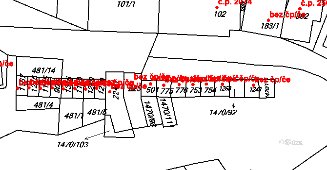 Kyjov 44586248 na parcele st. 775 v KÚ Nětčice u Kyjova, Katastrální mapa