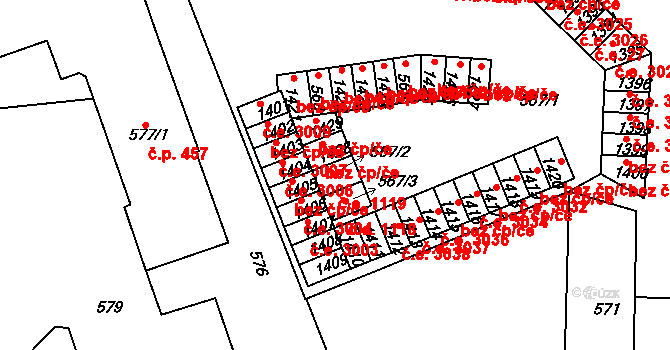 Řetenice 1119, Teplice na parcele st. 567/2 v KÚ Teplice-Řetenice, Katastrální mapa