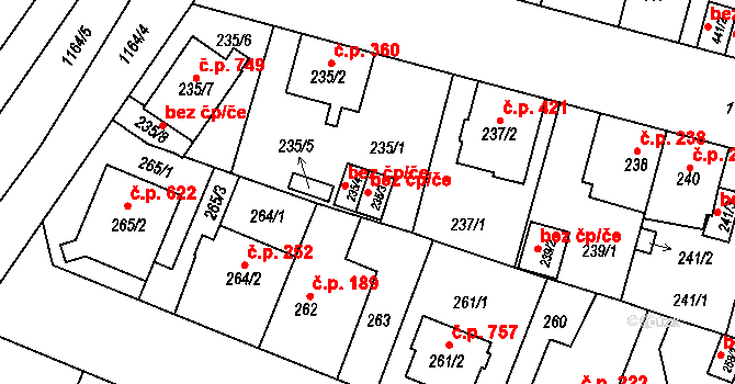 Plzeň 46374248 na parcele st. 235/3 v KÚ Újezd, Katastrální mapa