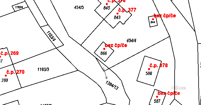 Vranov nad Dyjí 47462248 na parcele st. 866 v KÚ Vranov nad Dyjí, Katastrální mapa