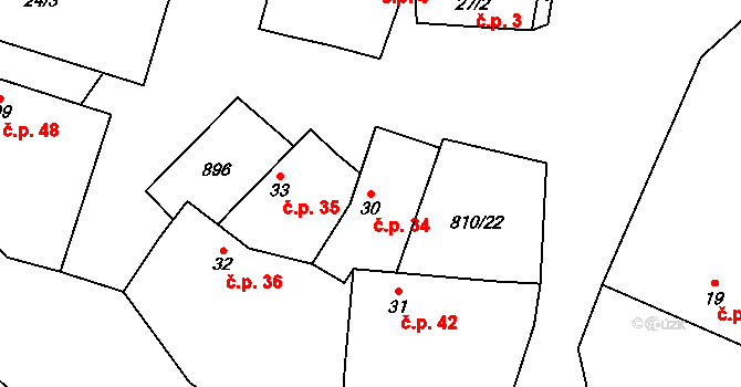Holešovice 34, Chroustovice na parcele st. 30 v KÚ Holešovice u Chroustovic, Katastrální mapa