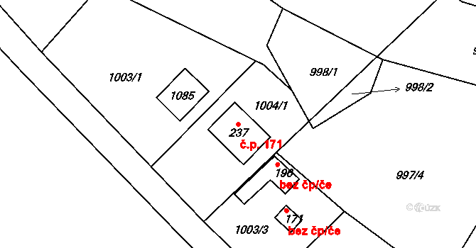 Žírovice 171, Františkovy Lázně na parcele st. 237 v KÚ Žírovice, Katastrální mapa