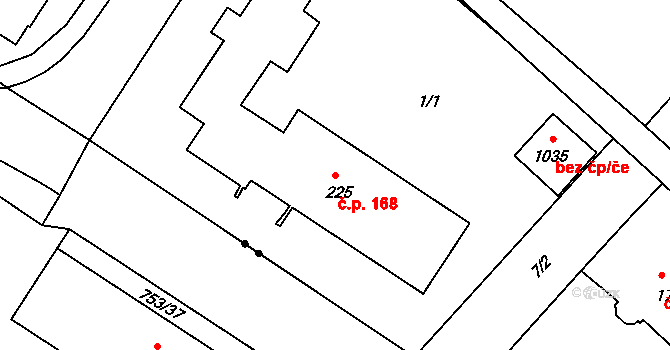 Orlice 168, Letohrad na parcele st. 225 v KÚ Orlice, Katastrální mapa