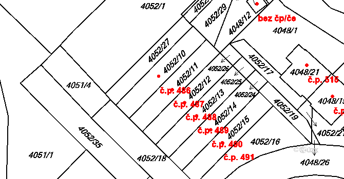 Choceňské Předměstí 487, Vysoké Mýto na parcele st. 4052/11 v KÚ Vysoké Mýto, Katastrální mapa