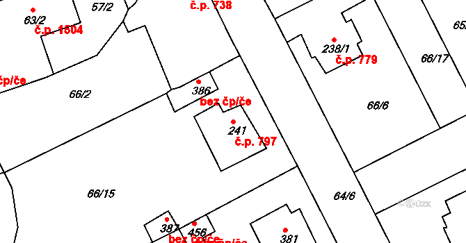 Rudná 797 na parcele st. 241 v KÚ Hořelice, Katastrální mapa