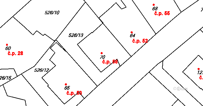 Plískov 58 na parcele st. 70 v KÚ Plískov, Katastrální mapa