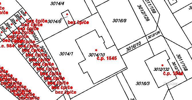 Kopřivnice 1545 na parcele st. 3014/10 v KÚ Kopřivnice, Katastrální mapa