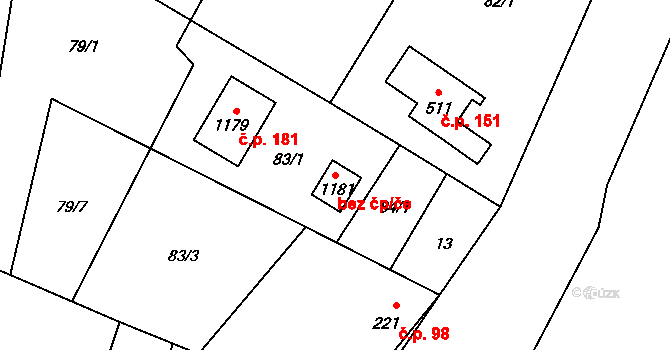 Třinec 88310248 na parcele st. 1181 v KÚ Tyra, Katastrální mapa