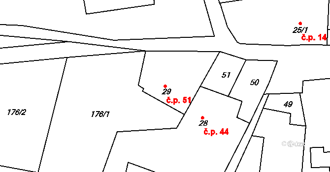Tučapy 51, Holešov na parcele st. 29 v KÚ Tučapy u Holešova, Katastrální mapa
