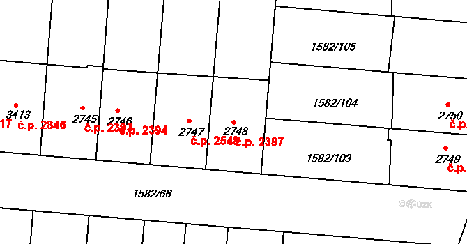 Kroměříž 2387 na parcele st. 2748 v KÚ Kroměříž, Katastrální mapa