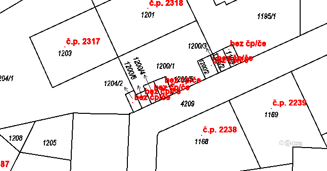 Praha 106160249 na parcele st. 1200/5 v KÚ Vinohrady, Katastrální mapa