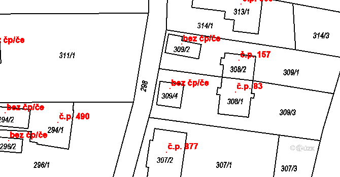 Paskov 106270249 na parcele st. 309/4 v KÚ Paskov, Katastrální mapa