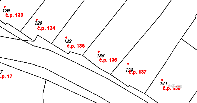 Štítary 136 na parcele st. 136 v KÚ Štítary na Moravě, Katastrální mapa