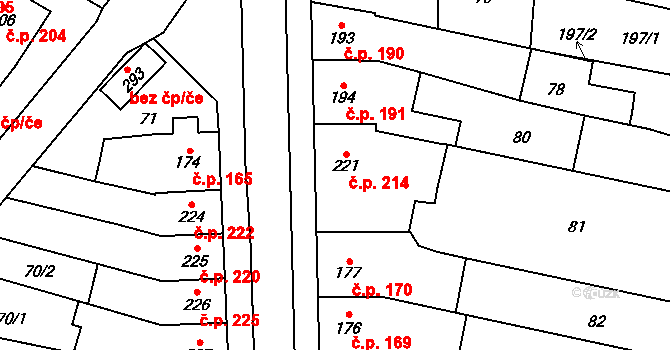Přerov III-Lověšice 214, Přerov na parcele st. 221 v KÚ Lověšice u Přerova, Katastrální mapa