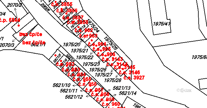 Jihlava 3144 na parcele st. 1975/23 v KÚ Jihlava, Katastrální mapa