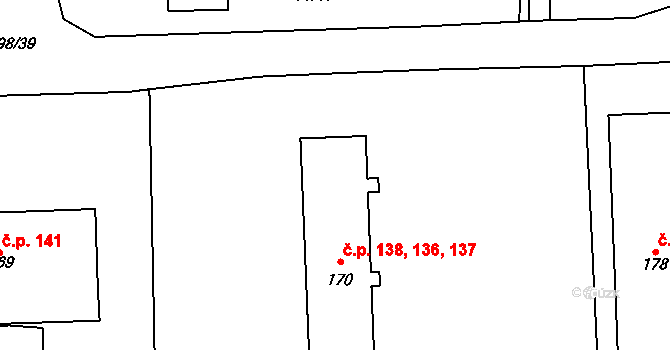 Vysoká Pec 136,137,138, Bohutín na parcele st. 170 v KÚ Vysoká Pec u Bohutína, Katastrální mapa