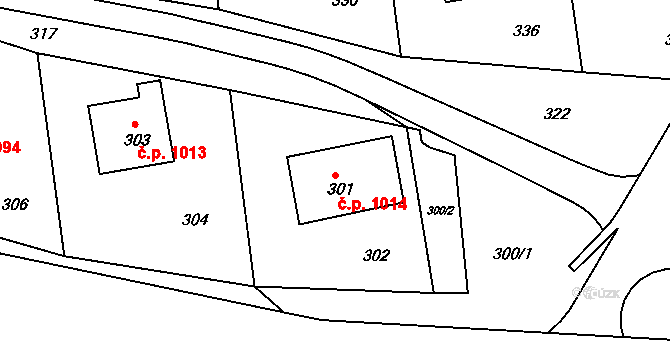 Rýmařov 1014 na parcele st. 301 v KÚ Rýmařov, Katastrální mapa