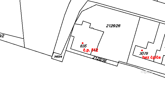 Lysá nad Labem 512 na parcele st. 635 v KÚ Lysá nad Labem, Katastrální mapa