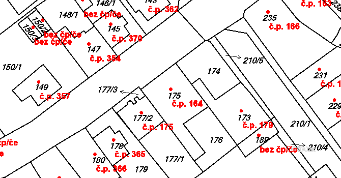 Proboštov 164 na parcele st. 175 v KÚ Proboštov u Teplic, Katastrální mapa