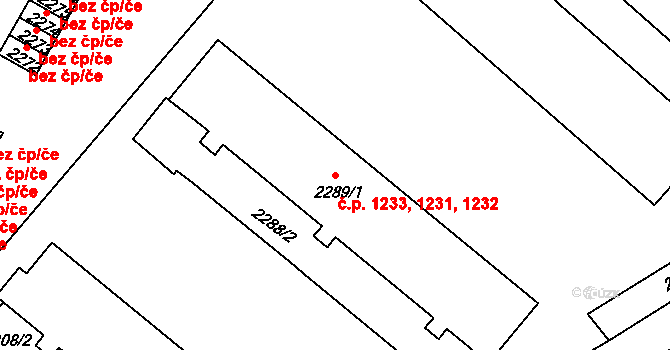 Duchcov 1231,1232,1233 na parcele st. 2289/1 v KÚ Duchcov, Katastrální mapa