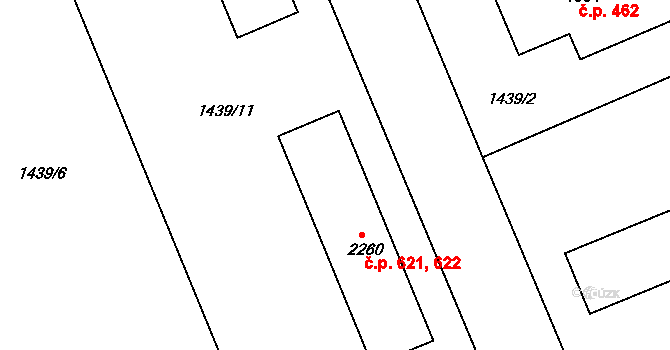 Chrudim III 621,622, Chrudim na parcele st. 2260 v KÚ Chrudim, Katastrální mapa