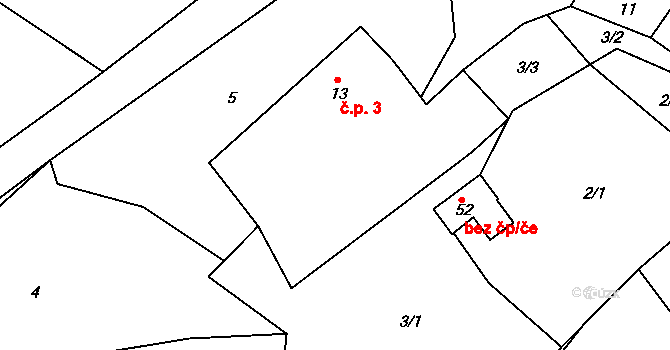 Bolechov 3, Želiv na parcele st. 13 v KÚ Bolechov, Katastrální mapa