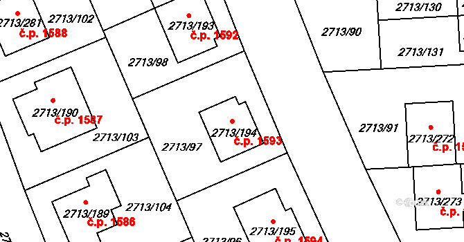 Pelhřimov 1593 na parcele st. 2713/194 v KÚ Pelhřimov, Katastrální mapa