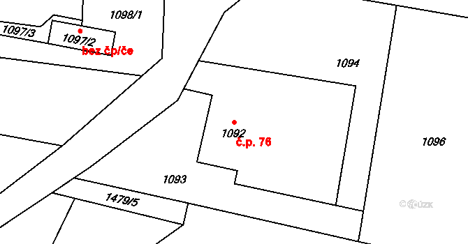 Řepiště 76 na parcele st. 1092 v KÚ Řepiště, Katastrální mapa