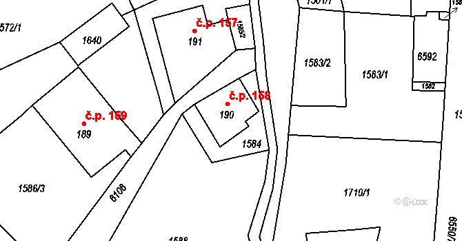 Starý Jiříkov 158, Jiříkov na parcele st. 190 v KÚ Jiříkov, Katastrální mapa