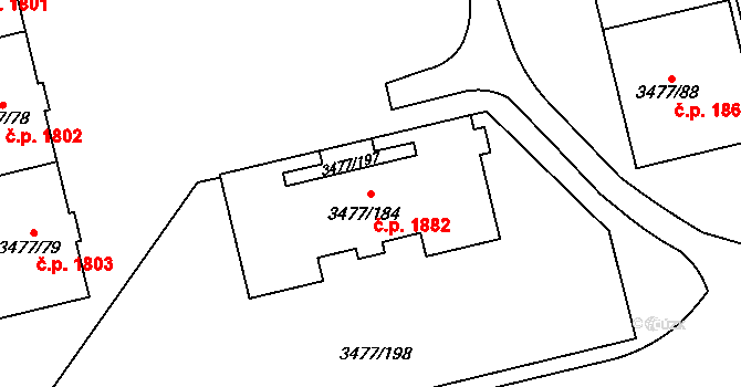 Břevnov 1882, Praha na parcele st. 3477/184 v KÚ Břevnov, Katastrální mapa