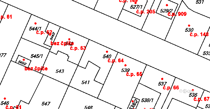 Čimice 64, Praha na parcele st. 540 v KÚ Čimice, Katastrální mapa