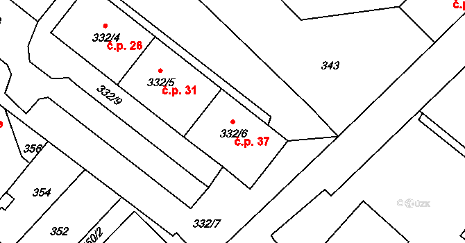 Rumburk 1 37, Rumburk na parcele st. 332/6 v KÚ Rumburk, Katastrální mapa