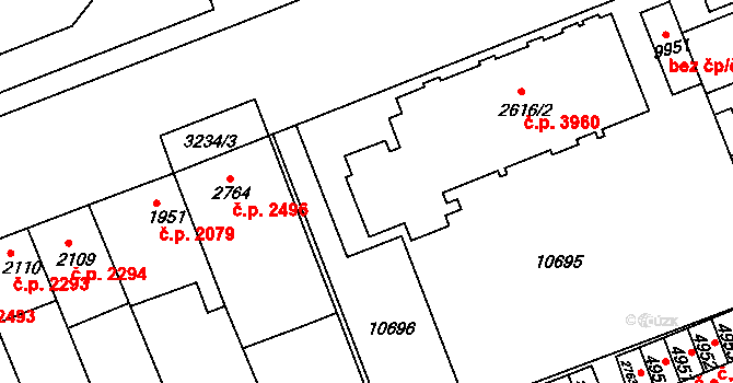 Hodonín 2713 na parcele st. 2616/1 v KÚ Hodonín, Katastrální mapa
