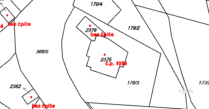 Sezimovo Ústí 1055 na parcele st. 2375 v KÚ Sezimovo Ústí, Katastrální mapa
