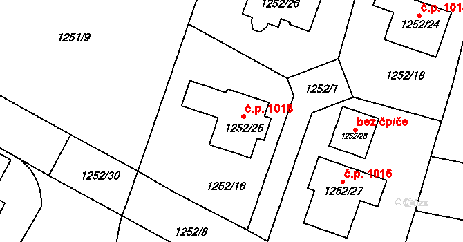 Kosmonosy 1018 na parcele st. 1252/25 v KÚ Kosmonosy, Katastrální mapa
