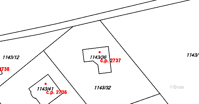 Rožnov pod Radhoštěm 2737 na parcele st. 1143/36 v KÚ Tylovice, Katastrální mapa
