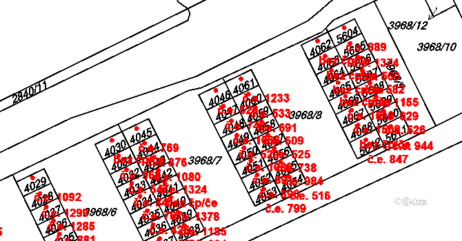 Chomutov 1066 na parcele st. 4048 v KÚ Chomutov I, Katastrální mapa