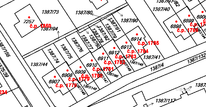 Beroun-Město 1782, Beroun na parcele st. 6911 v KÚ Beroun, Katastrální mapa