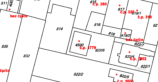 Čelákovice 1779 na parcele st. 4500 v KÚ Čelákovice, Katastrální mapa